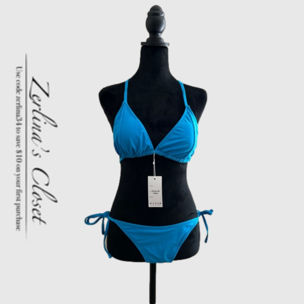 Blue string Bikini Swimsuit Blue